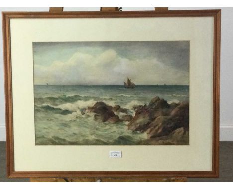 D. AITKEN SEASCAPE watercolour on paper, signed, mounted, framed and under glass, 53cm x 68cm overall, along with a framed pr