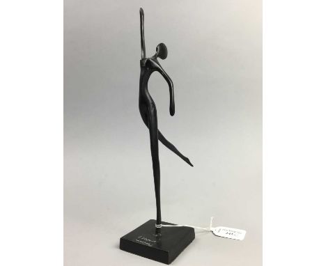 BODRUL KHALIQUE BRONZED FIGURE,32.3cm, along with a door knocker modelled as a knight (2)
