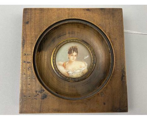 TWO PORTRAIT MINIATURES,with frames, each 10cm x 10cm