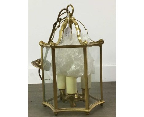 BRASS HALL LANTERN,hexagonal, 60cm to drop