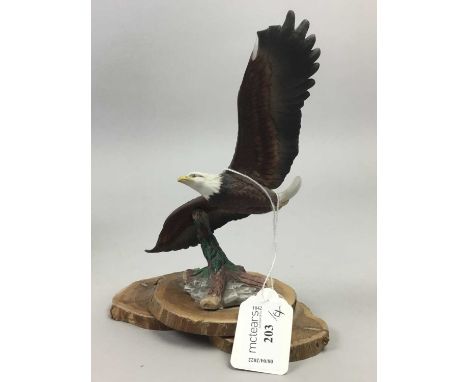 CERAMIC FIGURE OF A EAGLE,along with three other bird groups (4)