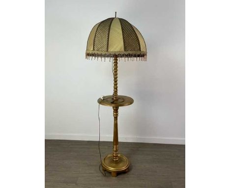 GILT PAINTED STANDARD LAMP,with shade