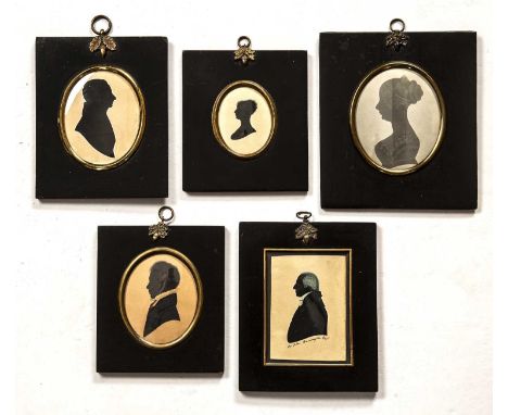 A 19th century silhouette portrait of a lady inscribed verso 'Jane Blackford Sept 1809, married Philip Williams Q.C. last own