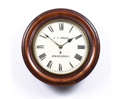 A late Victorian mahogany 12" dial clock with Roman numbers signed J.N. Paul, Abingdon and with single fusee movement (lackin