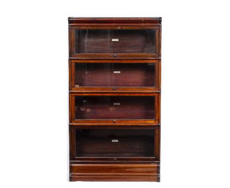 An early 20th century Globe Wernicke four tier mahogany bookcase with glazed doors, 86.5cm wide x 32cm deep x 156cm highSome 