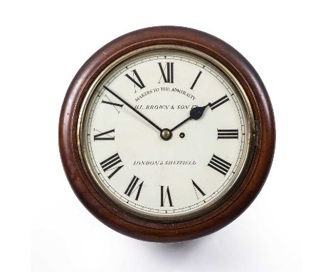 An early 20th century eight-day wall clock having a fusee movement, the enamelled dial with roman numerals, signed 'H.L. Brow