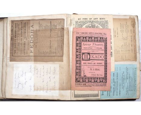 An album containing c50 pages of Concert and Theatre programmes c1900 including Royal Opera Covent Garden, West End and Provi