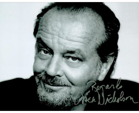 Jack Nicholson signed 10x8 black and white photo. John Joseph Nicholson (born April 22, 1937) is an American retired actor an