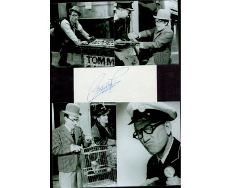 Arthur Askey 12x8 mounted signature piece includes signed album page and four black and white photos fixed to A4 sheet. Arthu