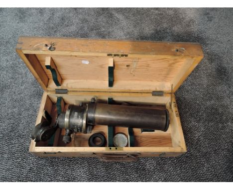 A W.Ottway &amp; Son British Gunsighting Military Telescope, 10' Prism, Patent No 438682/35, military marks, in fitted wooden
