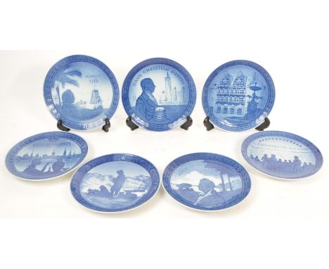 Royal Copenhagen - Danish Design - Assortment of ceramic pottery Christmas plates circa 1970s. Including subjects, bicentenar