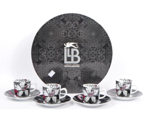 Royal Worcester - Laurence Llewelyn Bowen - A 20th century boxed four person Royal Worcester coffee service in the 'Anoushka'