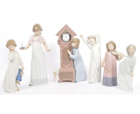 Nao for Lladro - Hand made in Spain - A collection of six porcelain china tableware figurines. Featuring children in night go