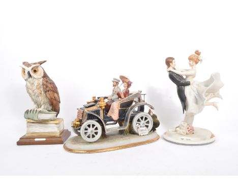 Capodimonte - A group of three vintage 20th century Italian Capodimonte porcelain group figurines entitled 'Mode Liberty' bri