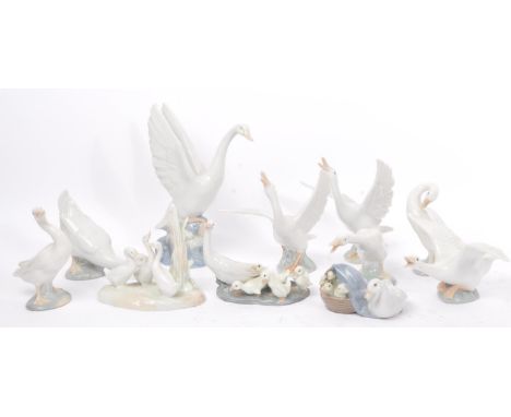 Lladro - A collection of vintage 20th century Lladro Spanish porcelain figurines. Comprising of geese and swans in various po