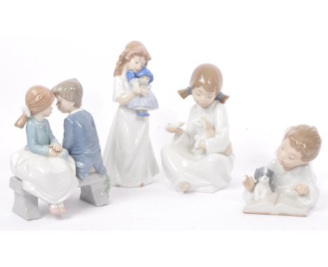 Nao for Lladro - A collection of vintage 20th century NAO Spanish porcelain figurines to include We're Sleepy, First Love, Gi