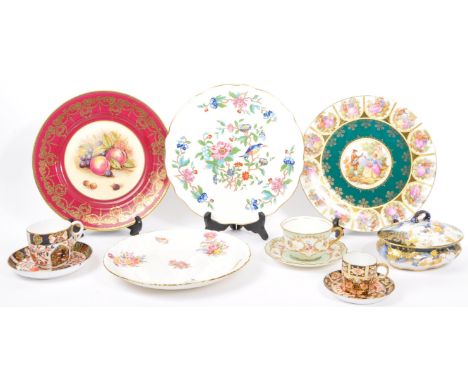 A collection of early 20th century and vintage bone china pieces to include a Aynsley Orchard Gold plated signed for D John, 