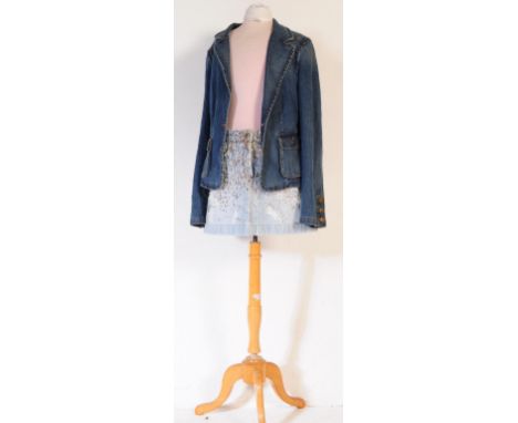 Designer Fashion - Two pieces of vintage designer clothing to include a Dolce and Gabbana distressed denim mini skirt being b