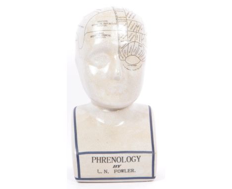 A vintage 20th century Phrenology bust after L. N. Fowler, English, c.1870, printed to the front 'PHRENOLOGY by L. N. FOWLER'