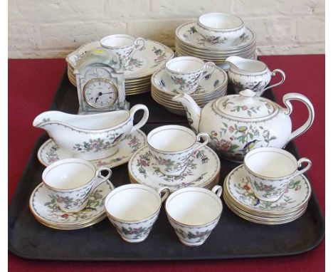 Approximately 50 pieces Aynsley "Pembroke" tea/dinner ware and marble effect mantel clock. Condition report: see terms and co