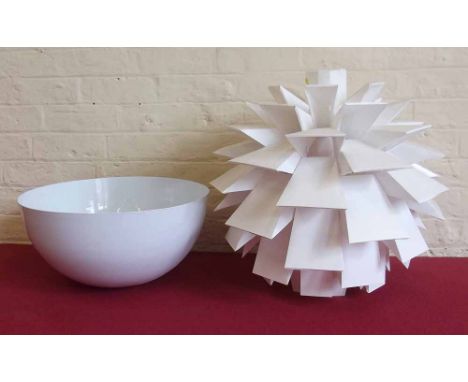 Norman 69 lampshade by Simon Karkov Copenhagen and one other white metal light shade. Condition report: see terms and conditi