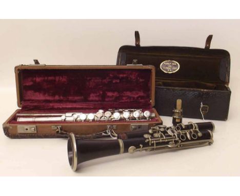 Cased clarinet and flute, Martin Freres, Paris and Paxman Bros. Condition report: see terms and conditions
