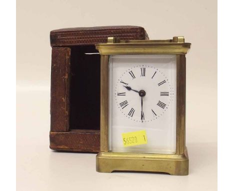 French brass carriage clock in case. Condition report: see terms and conditions