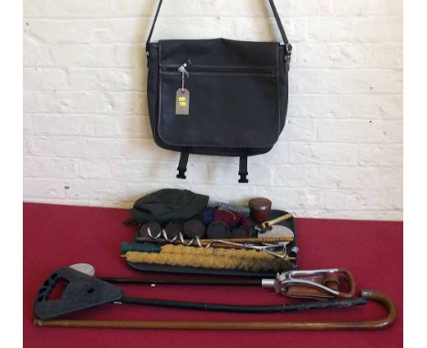 Gamebird shotting stick, Dalvey hip flask, gun cleaning rod, gap bag and whistle etc. Condition report: see terms and conditi