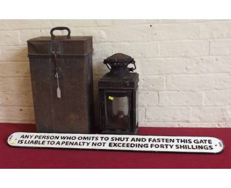 Lantern by Lord of Birmingham (possibly for Military use) with its original tin case containing fuel tank and spare wick, als