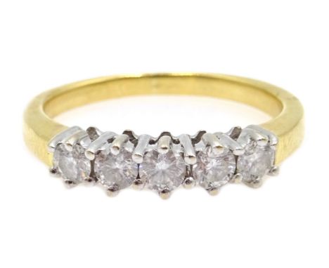 18ct gold (tested) five stone diamond ring Condition Report &amp; Further Details Approx 3.8gm, size N-O