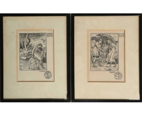Crane (Walter) - Original Artwork.Two original illustrations for ‘The Shepheard’s Calender’ by Edmund Spenser [1898].The full