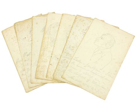 Browning Sr. (Robert) [1782-1866]. Original Artwork. Thirteen original 'grotesque style' portraits.Pencil caricatures on What