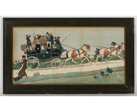 CECIL ALDIN (1870-1935),
HUNTING AND COACHING SCENES
pair of colour lithographs, dated [18]99
38cm x 70cm
Framed

