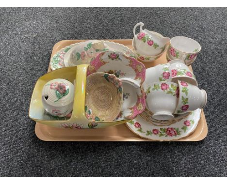 A tray of Royal Vale china tea service, Maling, Royal Albert leaf dish 