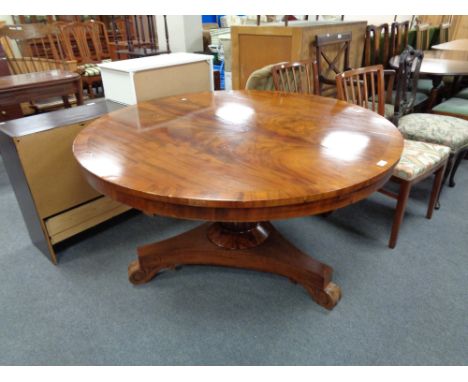 A nineteenth century mahogany circular breakfast table, width 131 cm, height 72 cm. CONDITION REPORT: The table has small ven