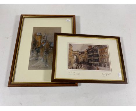 A framed, signed Keith Proctor picture of St. Michael's Cathedral, Newcastle, together with one other framed signed print of 