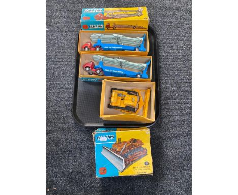 A tray of three boxed Corgi Major die cast vehicles to include two Carrimore car transporter 1101 and a Euclid TC-12 tractor 