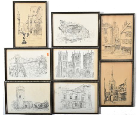 A collection of eight mid-late 20th century c1960s-1970s prints signed Griffin. Comprising of Clifton Observatory, Clifton Su