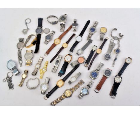 A collection of late 20th century &amp; early 2000s ladies and men's watches. Various materials, with leather &amp; chrome st