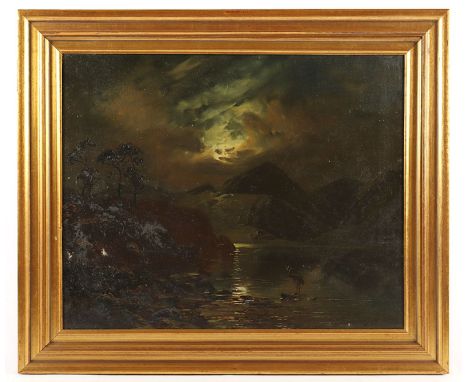 Motley, David (England E.19.Jh.), "Nacht über Loch Ard in Schottland", Öl/Lwd., 40 x 50, besch., unten rechts signiert, R. 