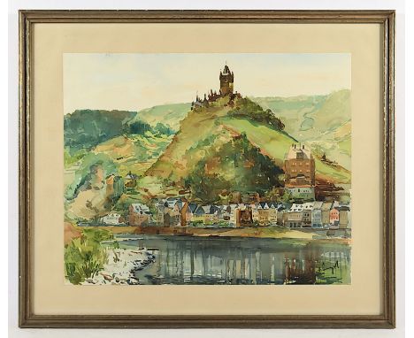 Engel, Hans Linus (1921-1997), "Blick auf Burg Cochem an der Mosel", Aquarell/Papier, 39 x 48, unten rechts signiert, R. 