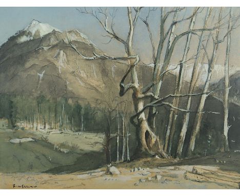 Gessner, Richard (1894-1989), "Gebirgslandschaft", Mischtechnik/Papier, 12 x 16, unten links signiert, R. 