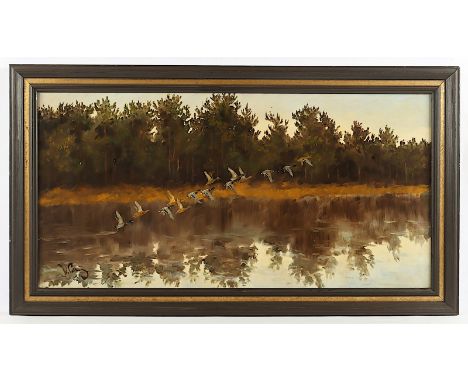 COLLINS, Waldemar von (1910-1999), "Auffliegende Stockenten", Öl/Lwd., 41 x 80, unten links signiert, R. 