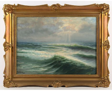 Chlebus, Jozef (1893-1945), "Meereswogen", Öl/Holz, 50 x 70, besch., unten links signiert, R. 