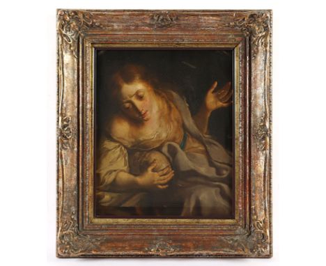 Sakralmaler des 19.Jh., "Büßende Magdalena", Öl/Kupfer, 34 x 26, rest., R.
