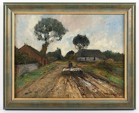 Liesegang, Helmuth (1858-1945), "Landschaft mit Schäfer und Herde", Öl/Lwd., 33,5 x 43, unten rechts signiert, R. 
