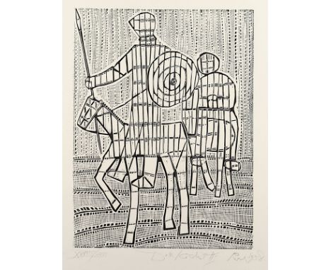 Panek, Jerzy, "Don Quichotte", Holzschnitt, 66 x 48, nummeriert XXVIII/XXX, handsigniert und datiert 1958, R. 