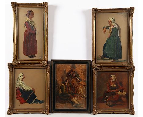 ITALIEN 19.JH., "Fünf Trachtendarstellungen", Mischtechnik/Papier, bis 34 x 22, teilw. bez., R. 