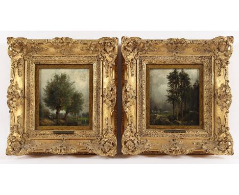 ENGELHARDT, Georg (1832-1883), "Paar Landschaften", Öl/Holz, 16 x 14, ein Bild unten links signiert, R. 
