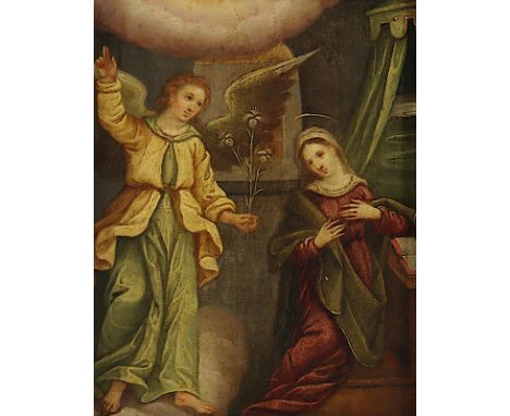 Sakralmaler des 17.Jh., "Verkündigung an Maria", Öl/Kupfer, 21,5 x 17, rest., R.
